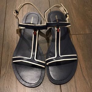Navy and white Tommy Hilfiger sandals. Worn twice